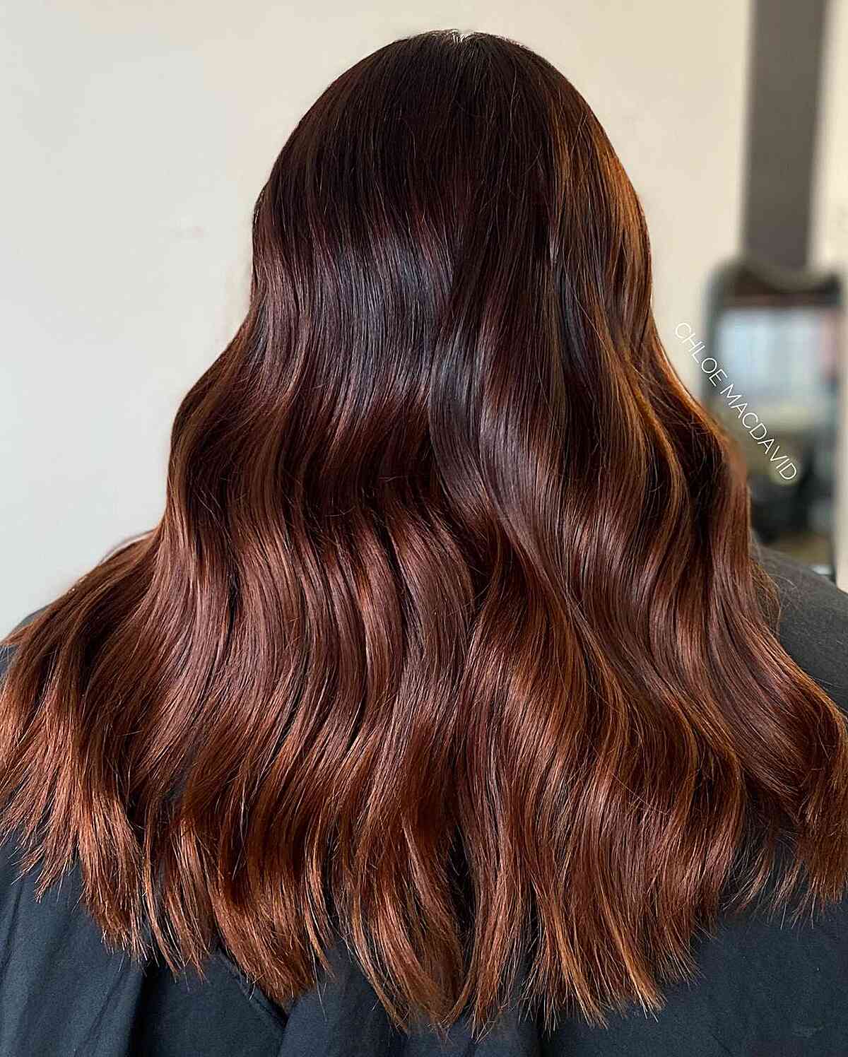 Long Ombre Dark Chocolate to Deep Auburn