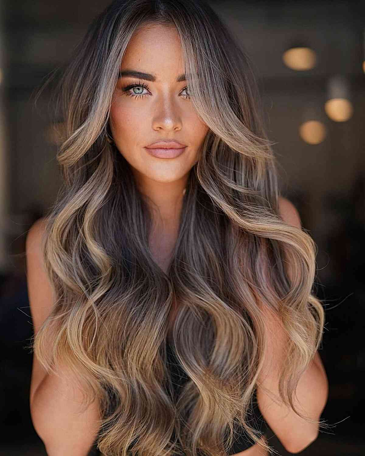 Luxurious Blonde Balayage on Dark Brunette Hair