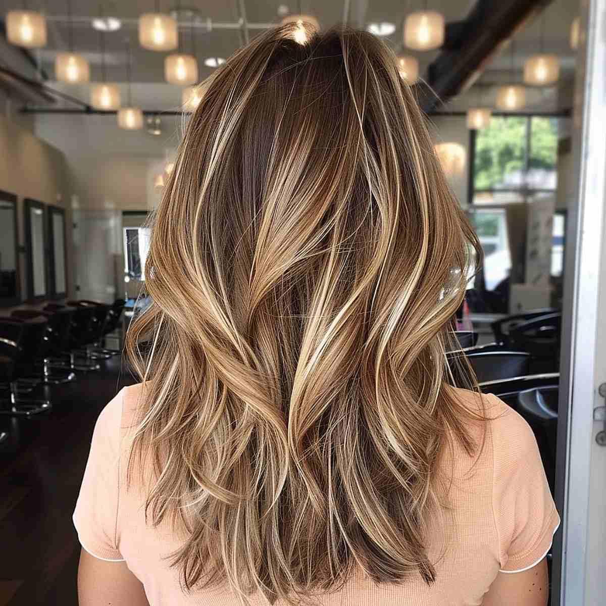 Mahogany Brown Hair with Beige Blonde Highlights