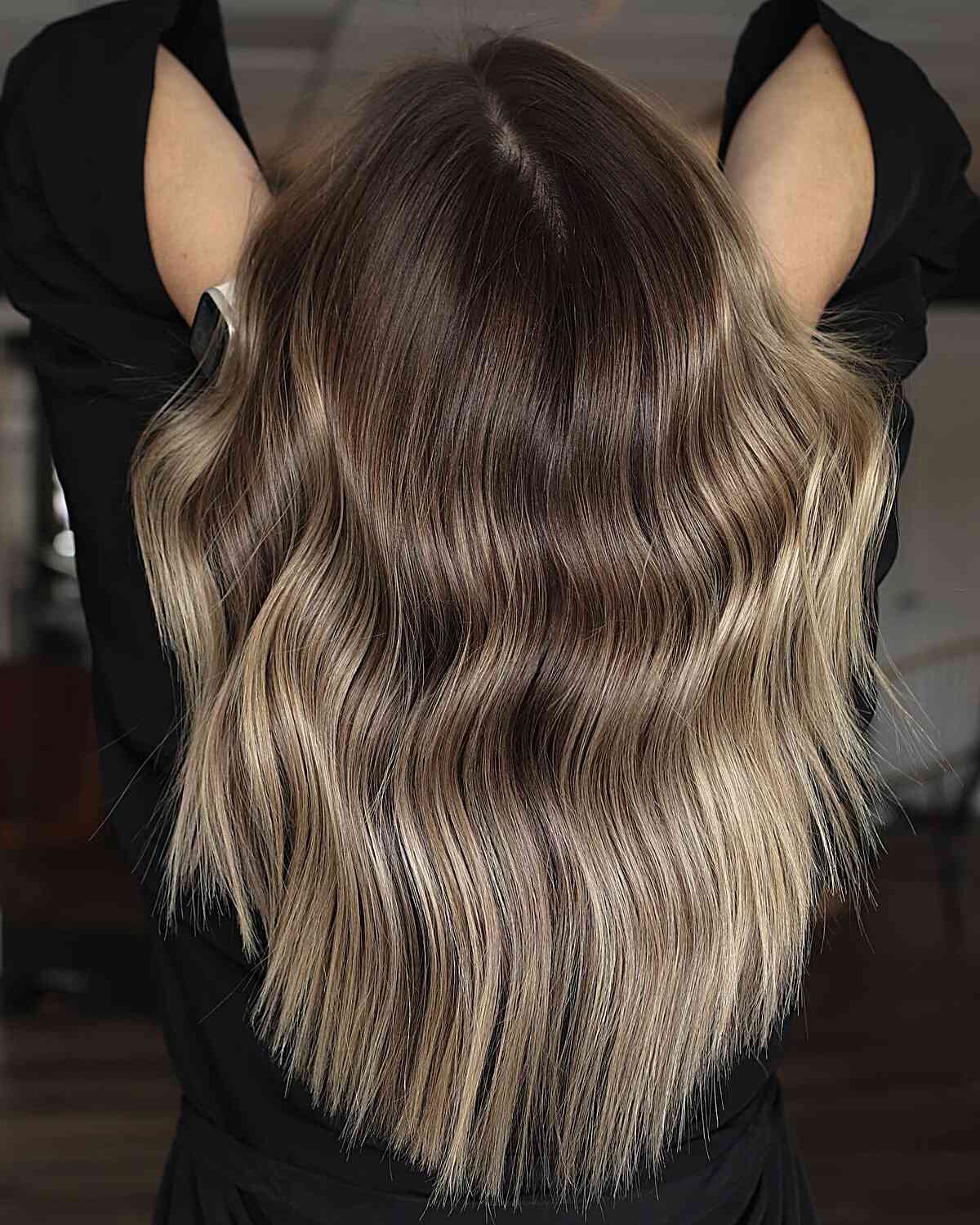 Medium Brunette Hair with Blonde Babylights