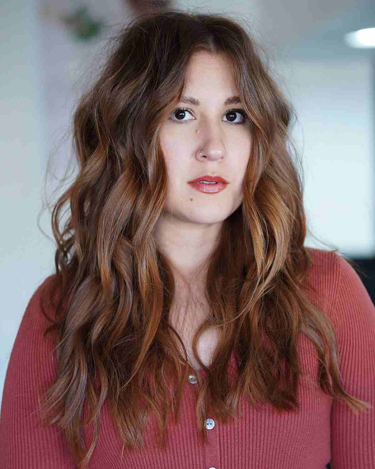 Mid-Length Dark Auburn with Waves