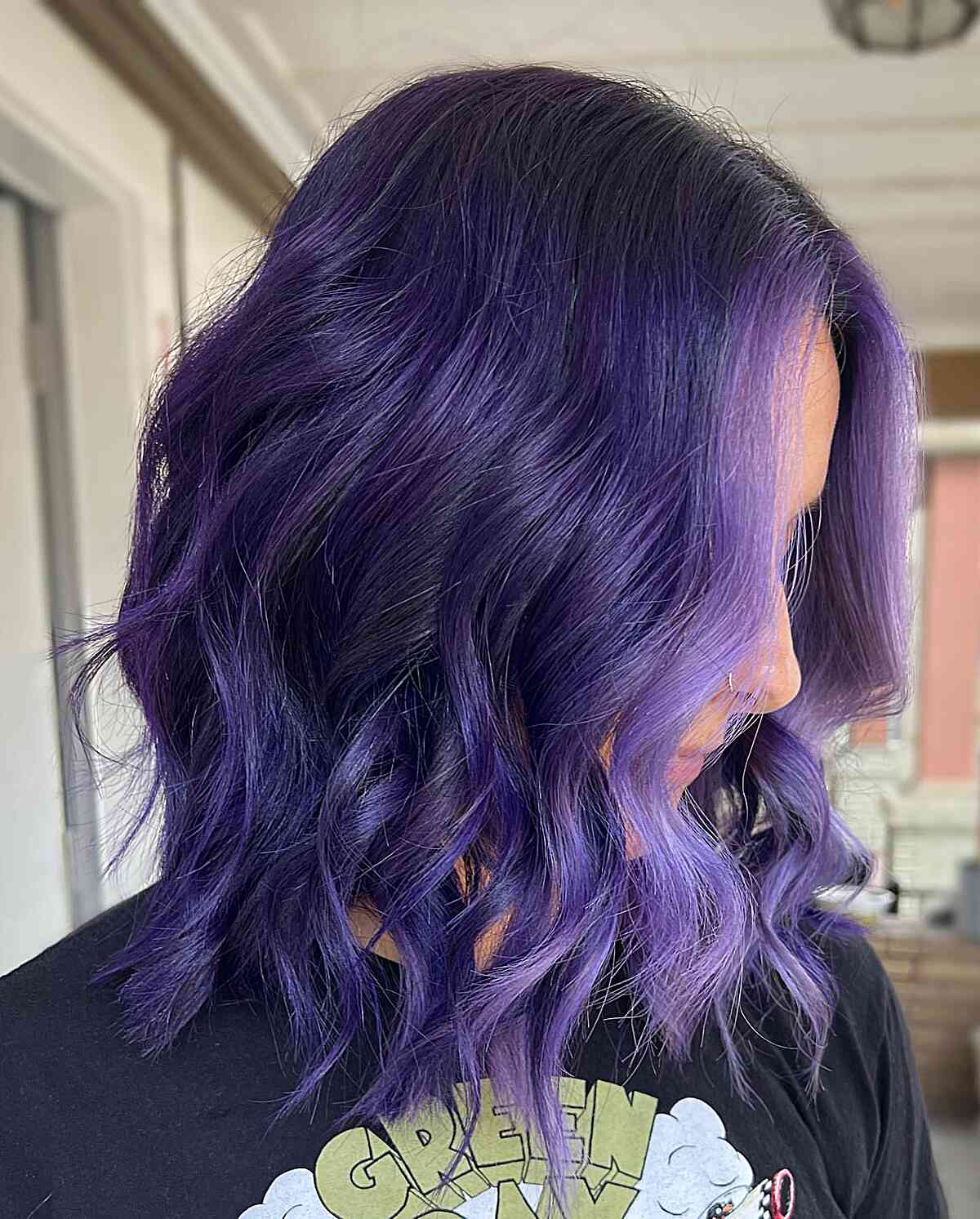 Midnight Purple Lob with Money Piece