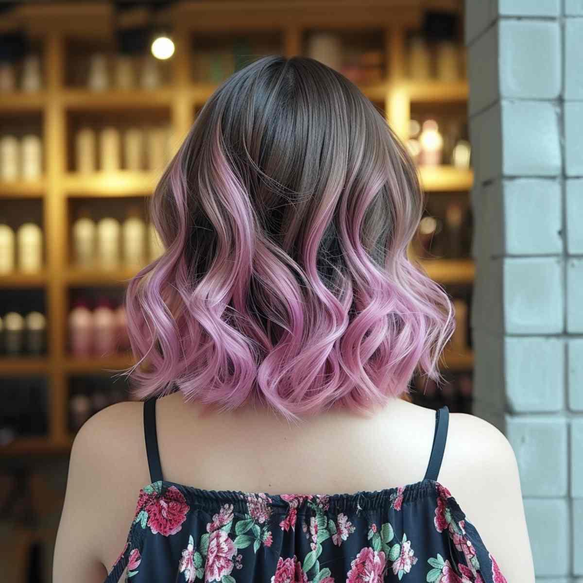 Mocha to raspberry ombre mermaid short hair