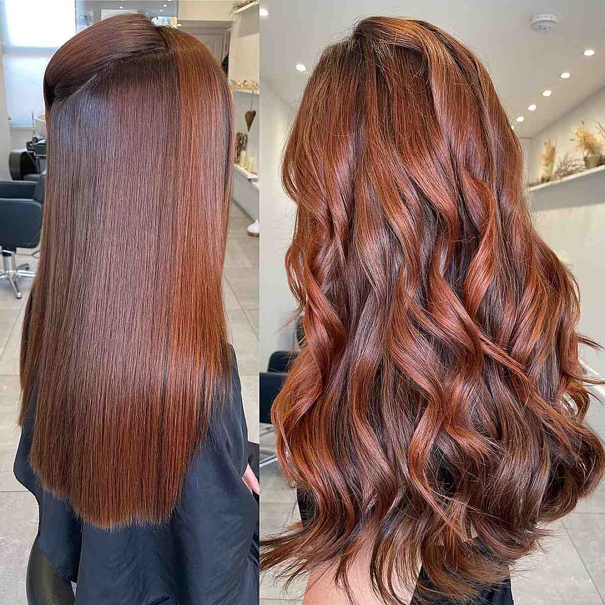 natural auburn wavy hair color