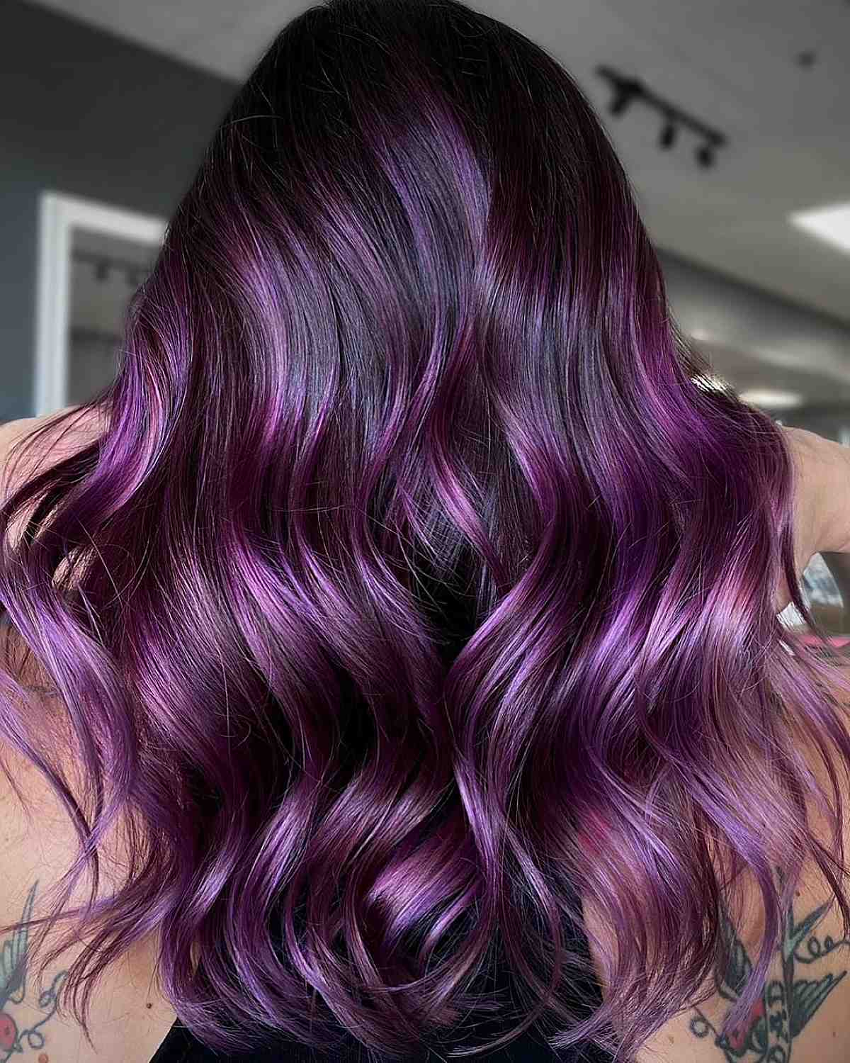 orchid highlights on dark hair