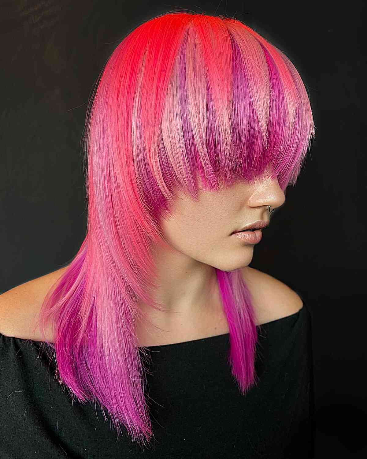 Perfectly Placed Pink Colors for ladies with straight hair 