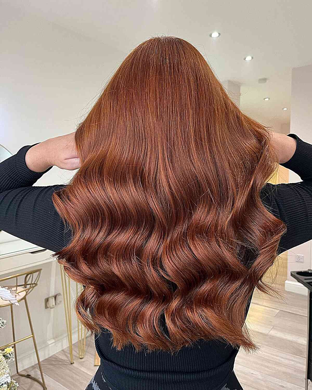 Rich Shiny Auburn Waves for straight hair