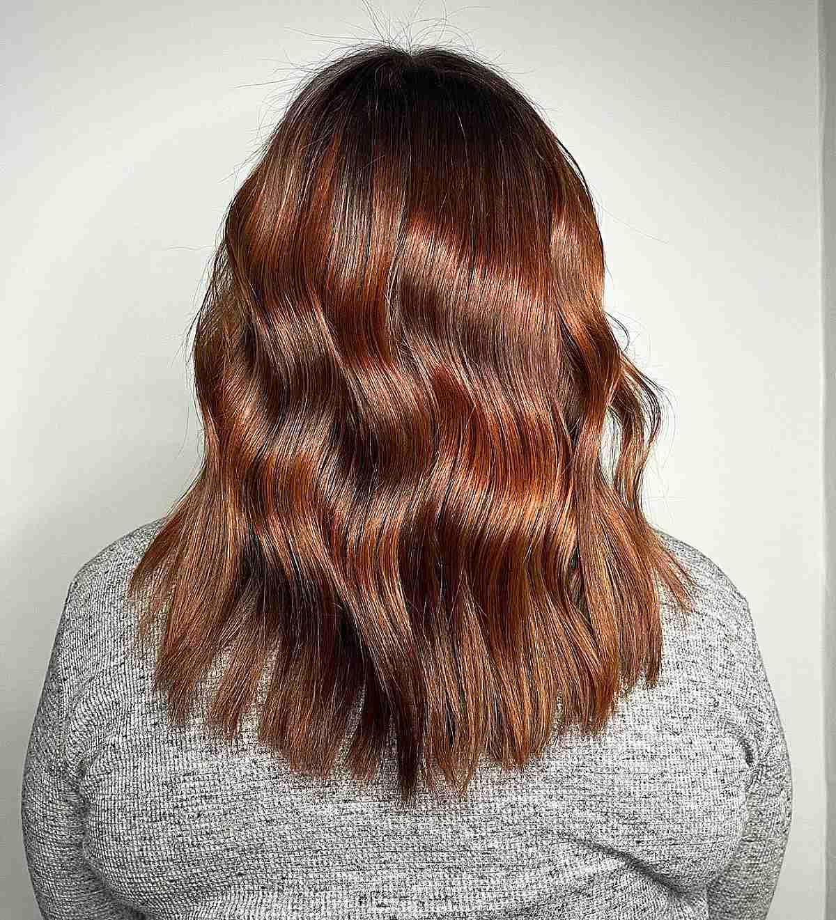 Shiny Auburn Hair with Dark Roots