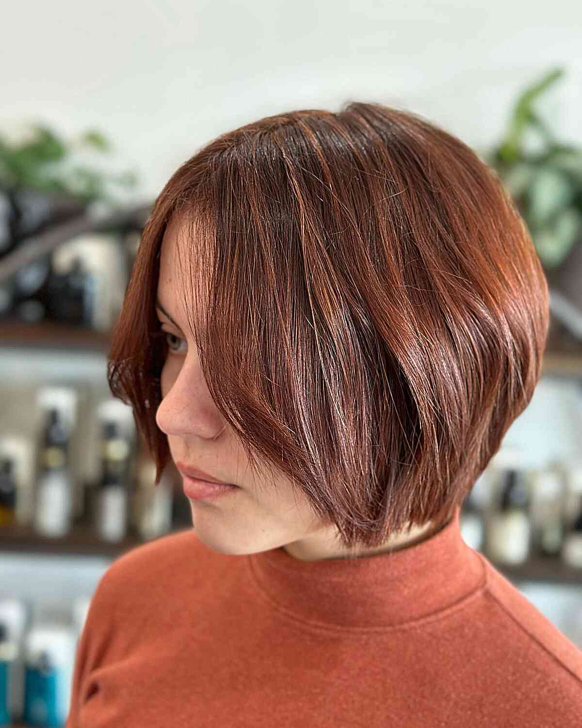 Short Bob with Auburn and Cinnamon Tones