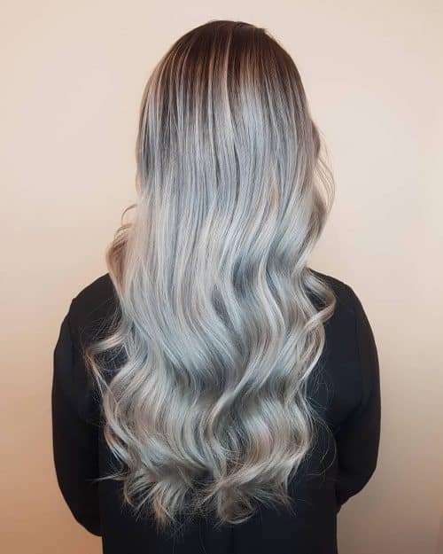 Silver Blonde with Grown Out Darker Roots