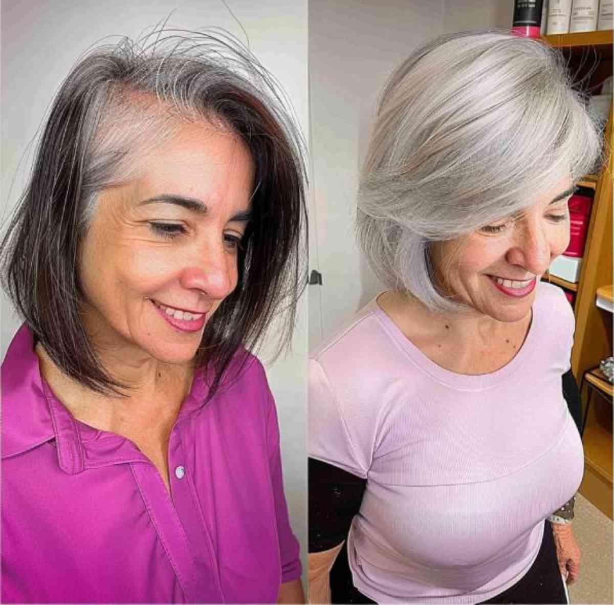 Silvery Salt-and-Pepper Gorgeous Bob