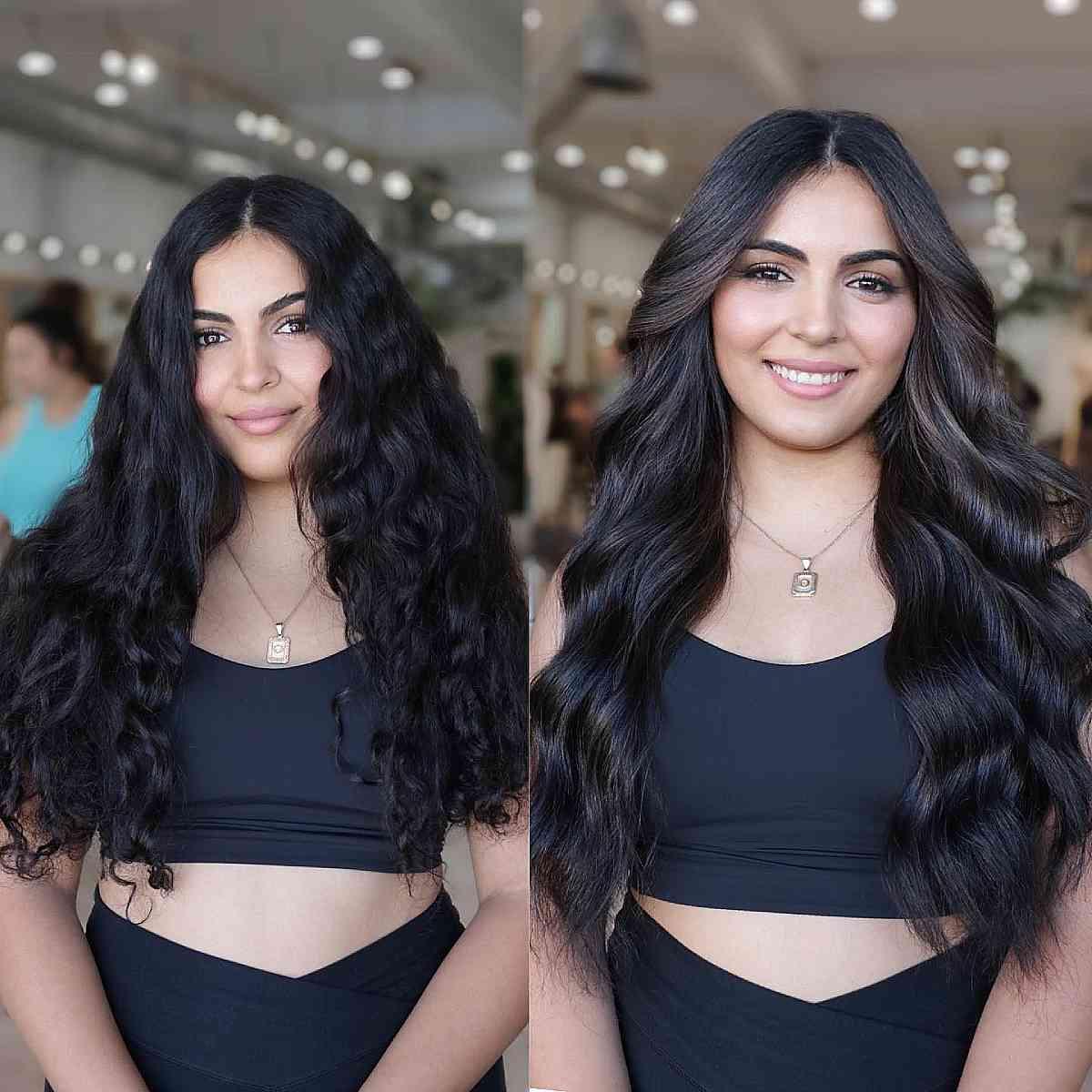 Subtle Babylights on Long Black Hair