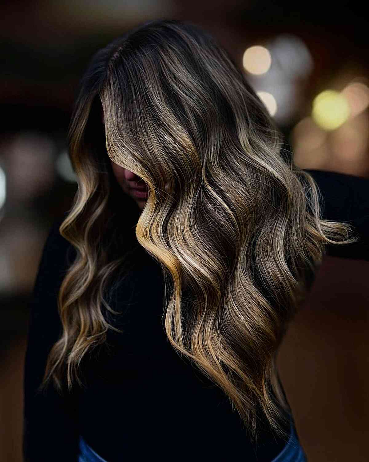 Sun-Kissed Blonde Balayage on Dark Hair