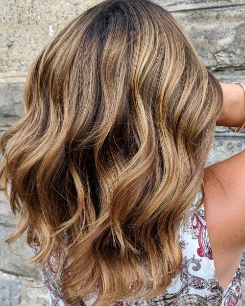 Sweet Caramel Brown Hair with Honey Highlights