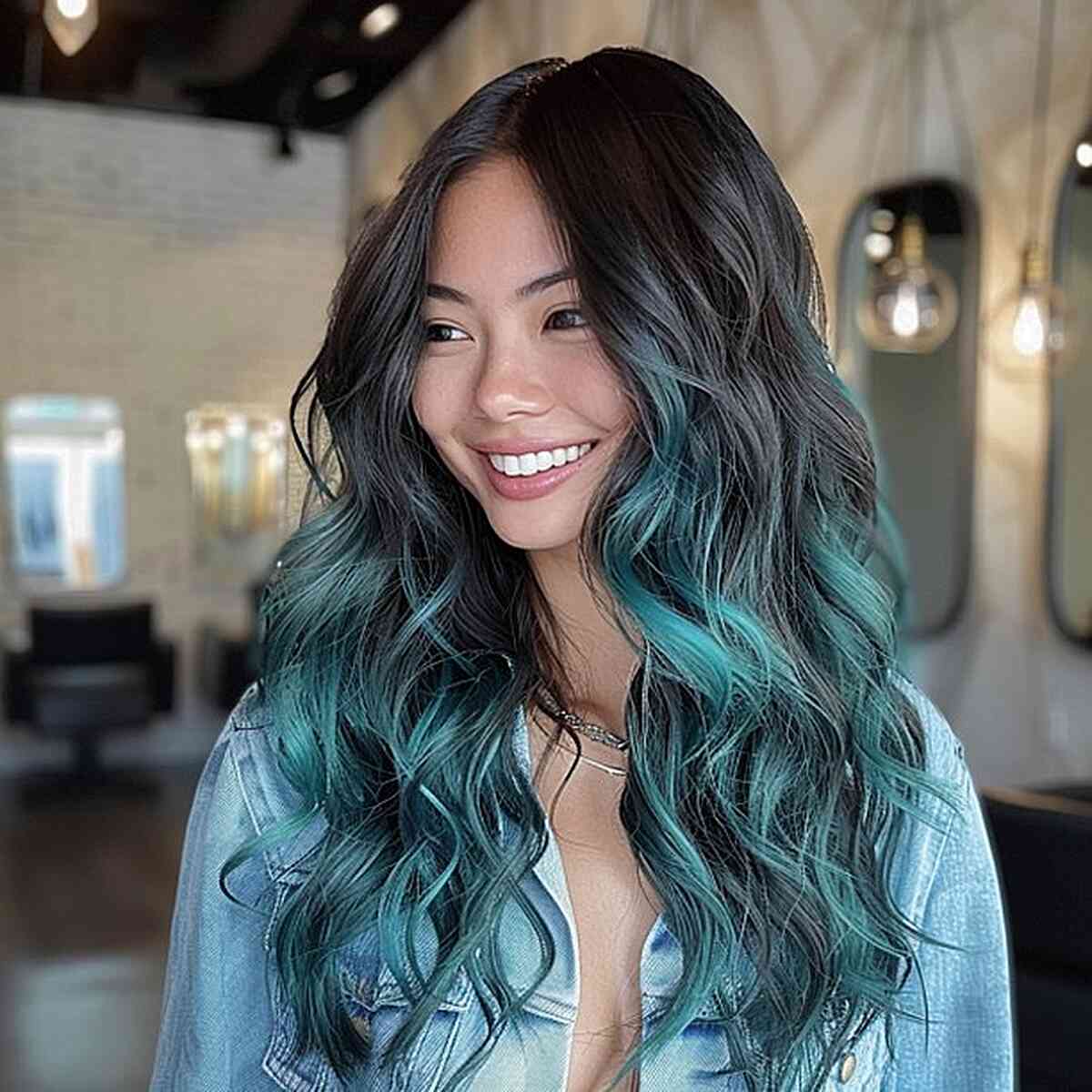 Teal and Black Ombre