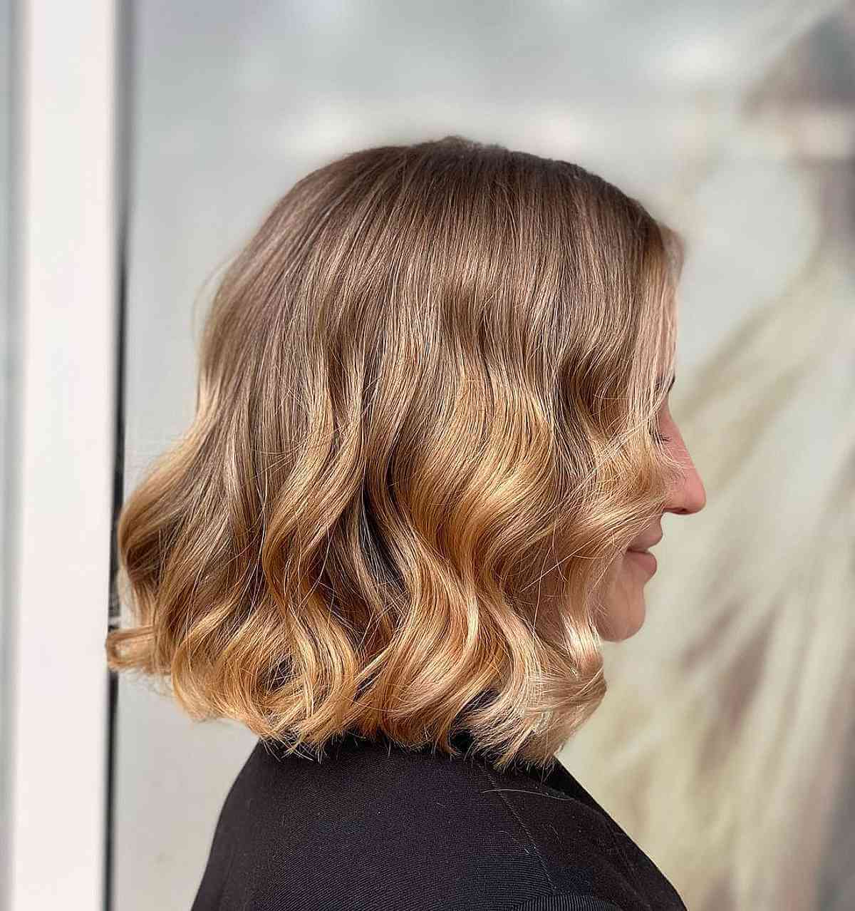 Wavy Light Brown Ombre Lob