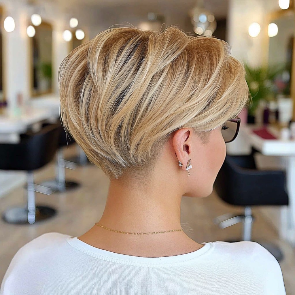 Blonde Layered Pixie Cut