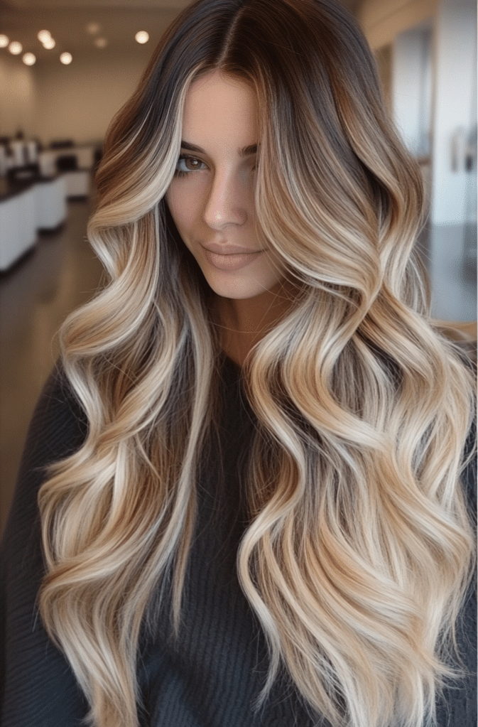 Honey Blonde Balayage on Brunette Base