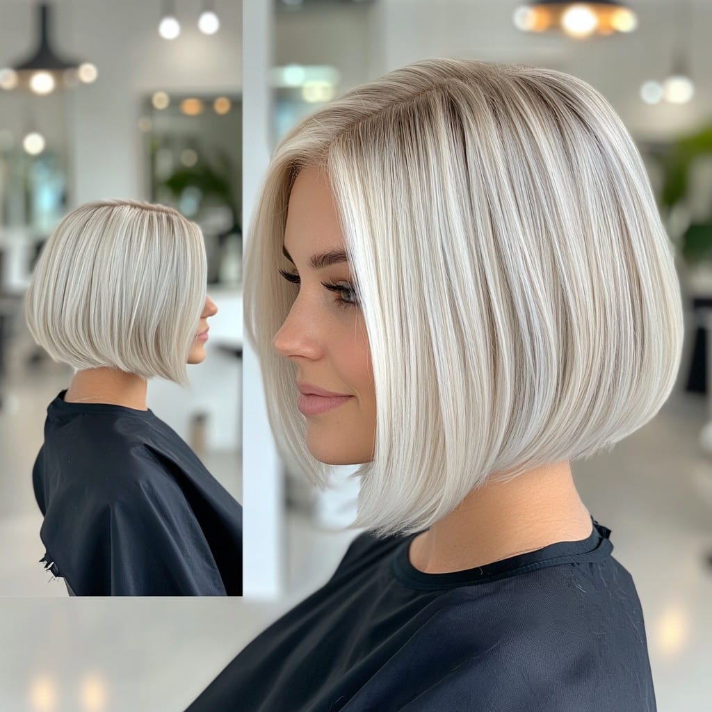 Icy Platinum Blonde Blunt Bob