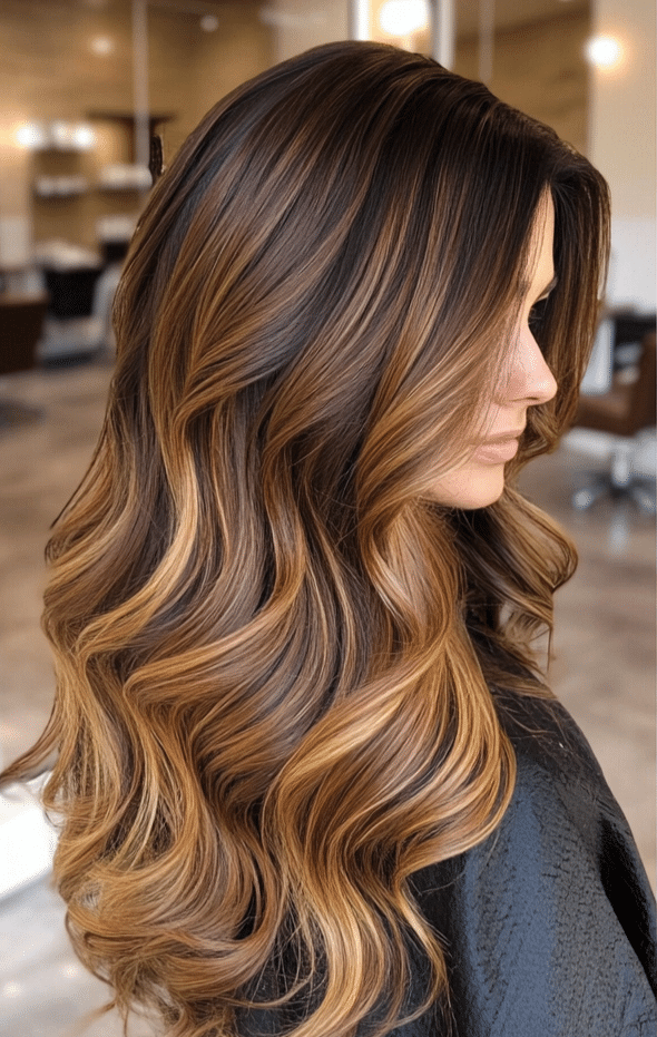 Rich Brunette with Caramel Balayage