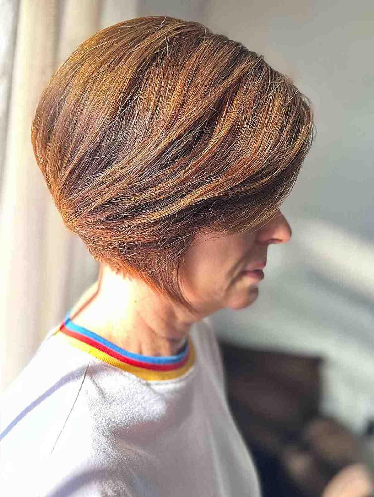 Auburn Bronde Short Bob for Ladies Over 70