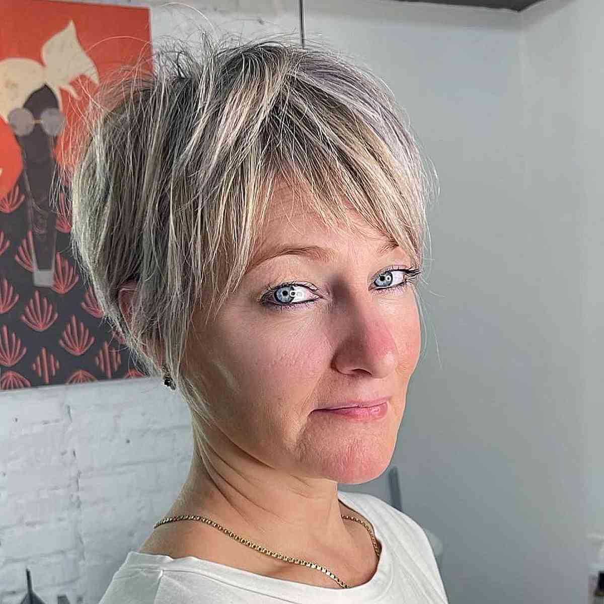 Blonde Balayage Long Layered Pixie