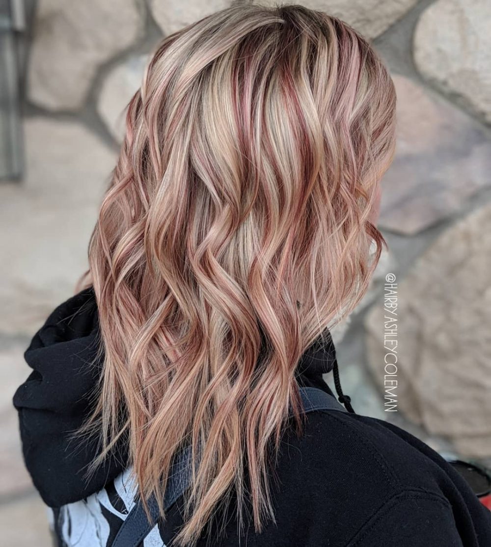 Blonde Hair with Red Highlights