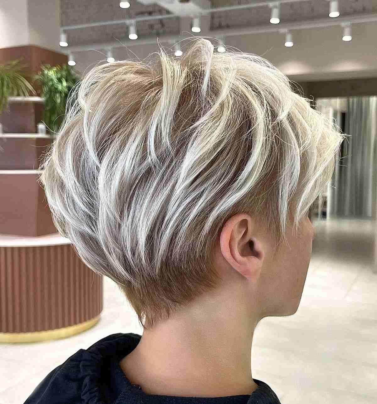 Blonde Long Pixie with Dark Roots