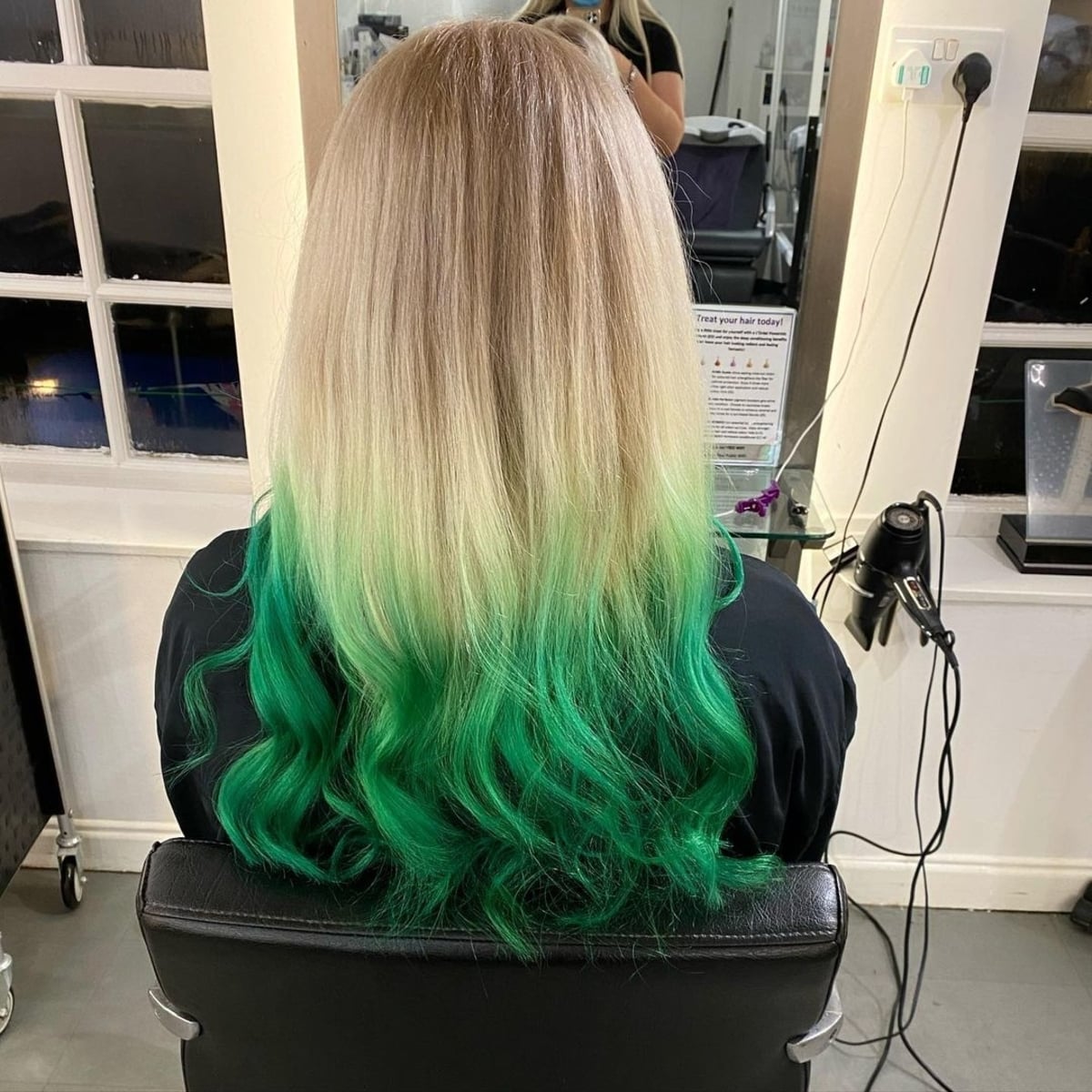 Blonde to green ombre