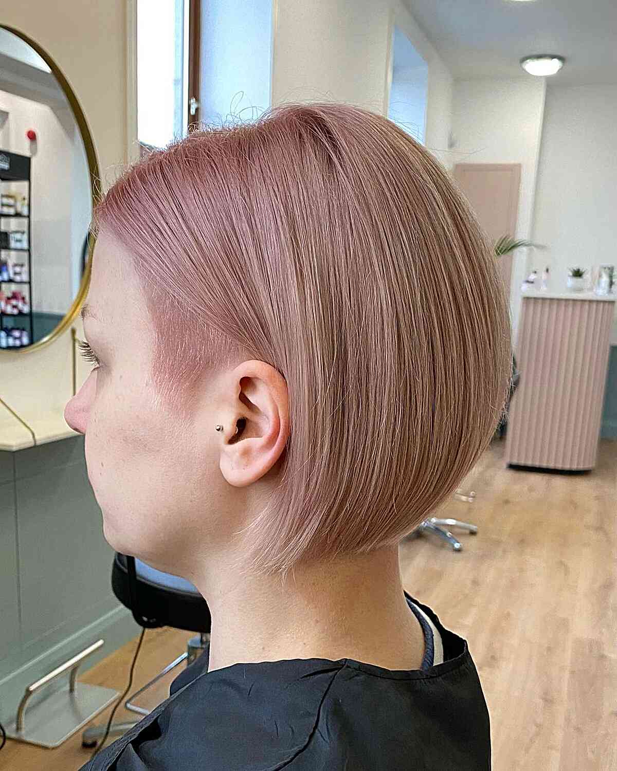 Blush Rose Gold Bob with an Undercut