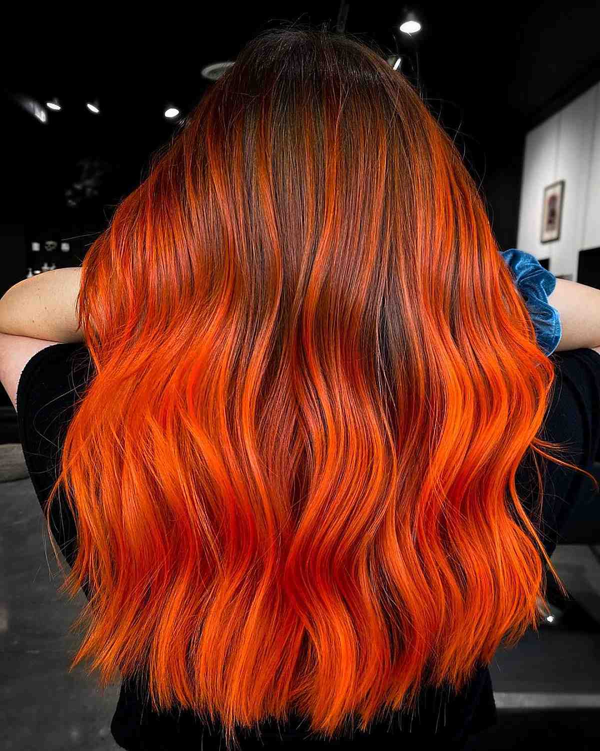 bold black and orange balayage blend