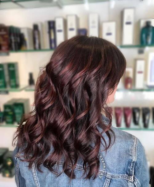 Bordeaux curly burgundy hair