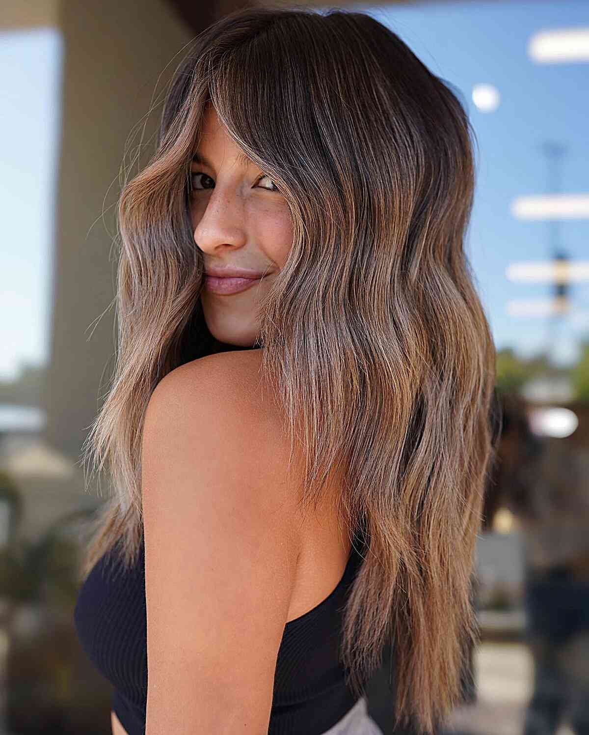 Brown Balayage with Face-Framing Foils