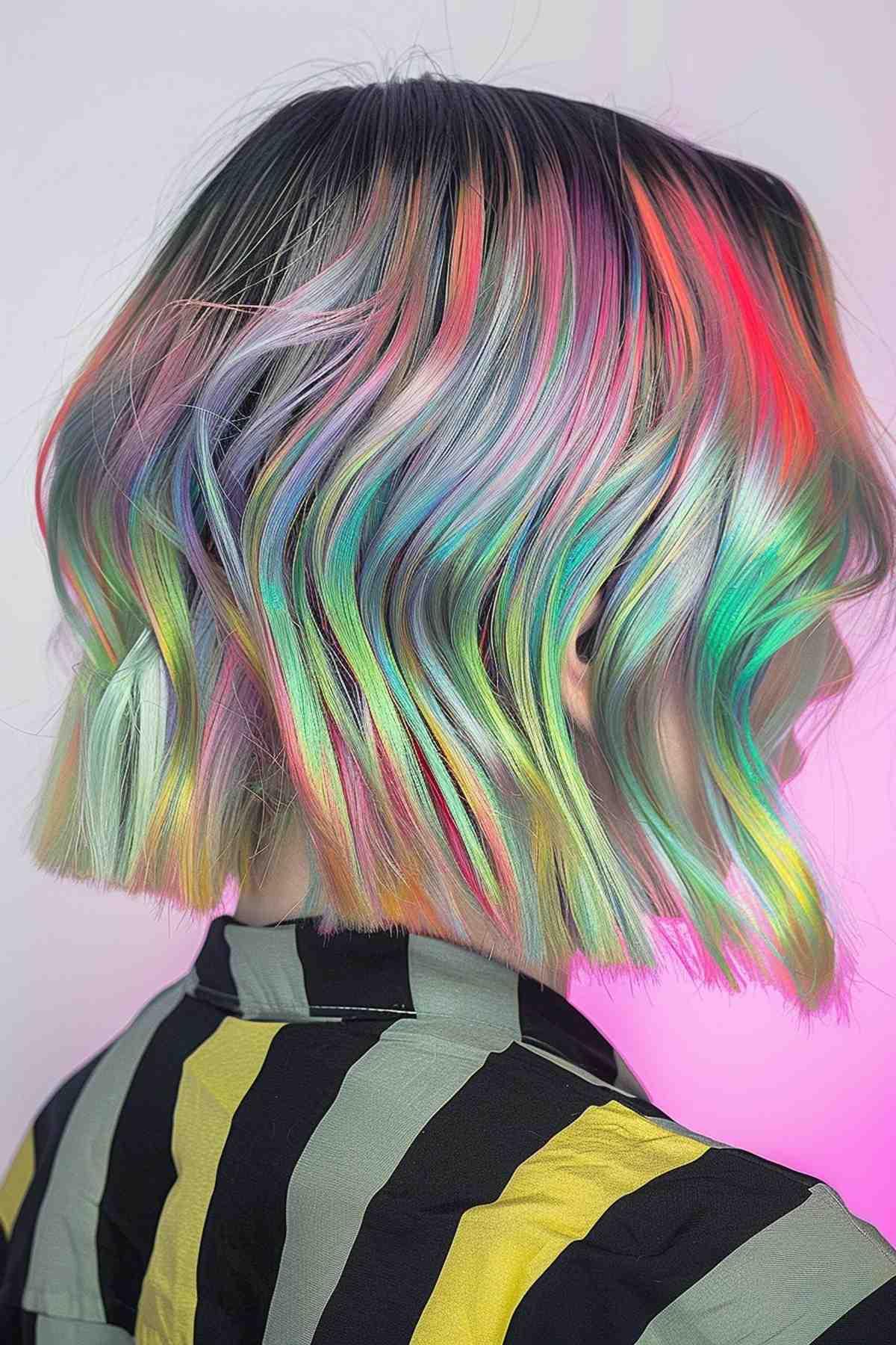 Candy hologram rainbow hair color