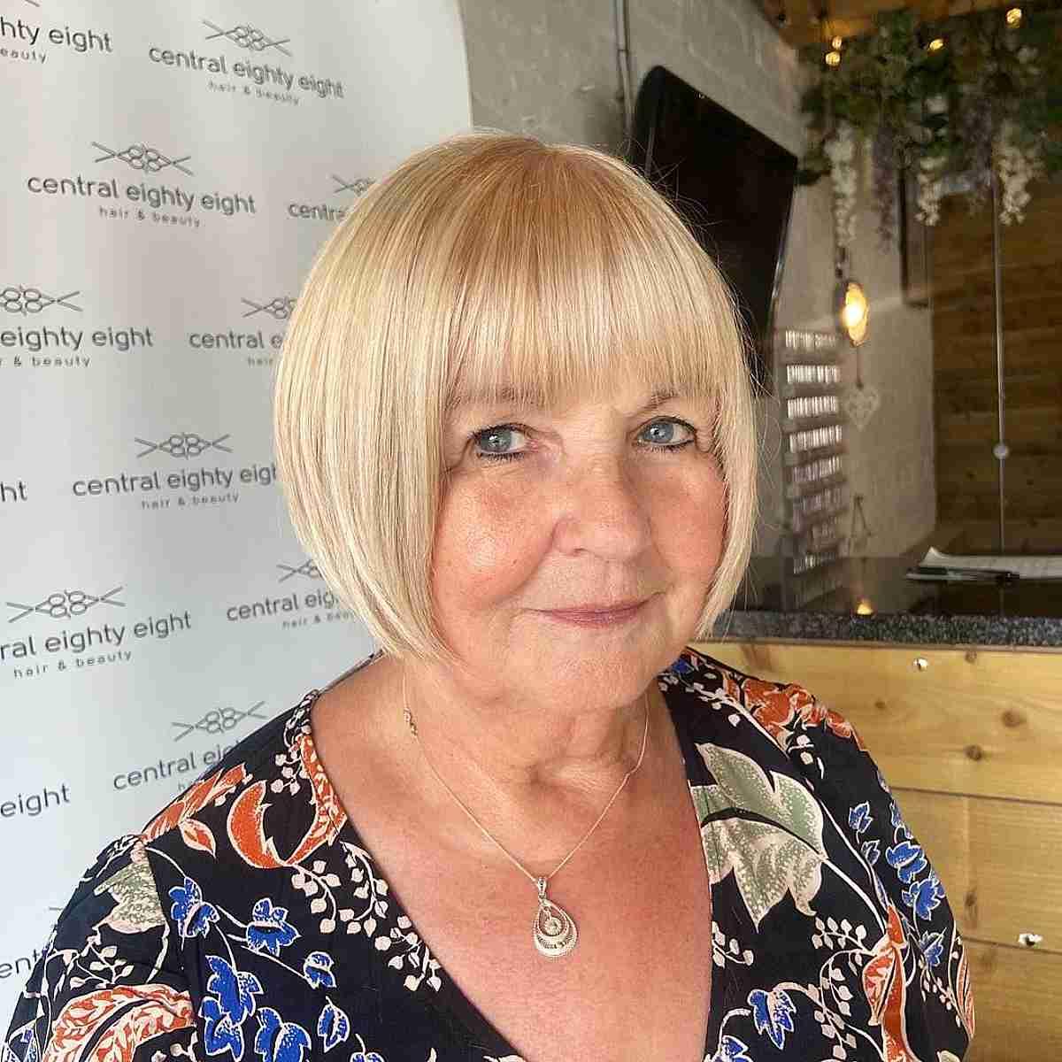 Chic Short Chin-Length Blonde Bob with Bangs