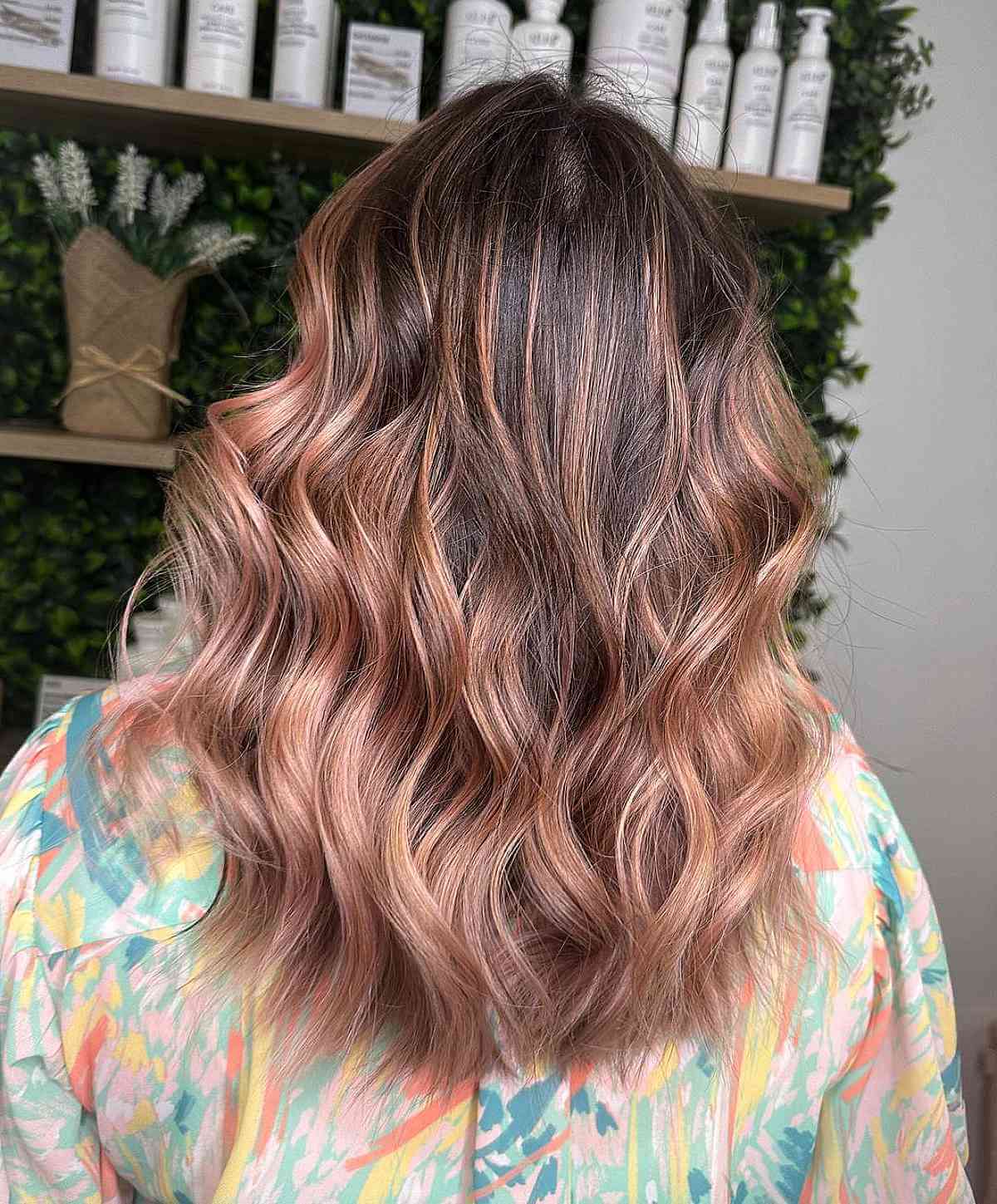 Chocolate Rose Gold Balayage Color Melt