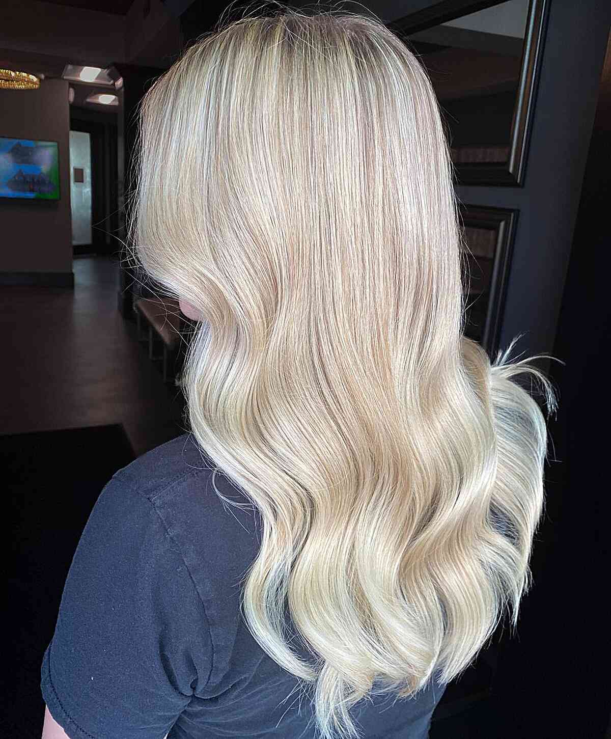 Creamy White Barbie Blonde on Mid-Back Hair