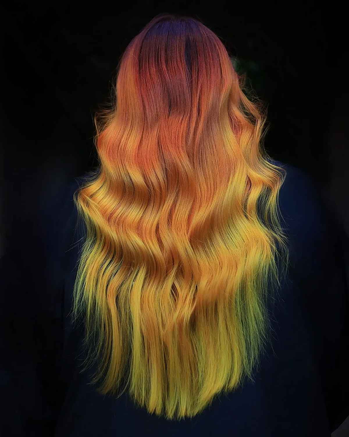 creatively rainbow-colored hair