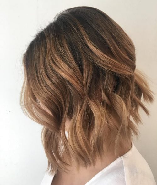 Cute Short Brown Hair with Caramel Highlights