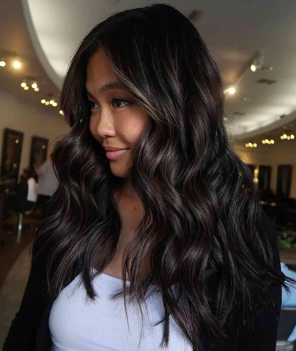 Dark Brown Dimensional Hair with Highlights