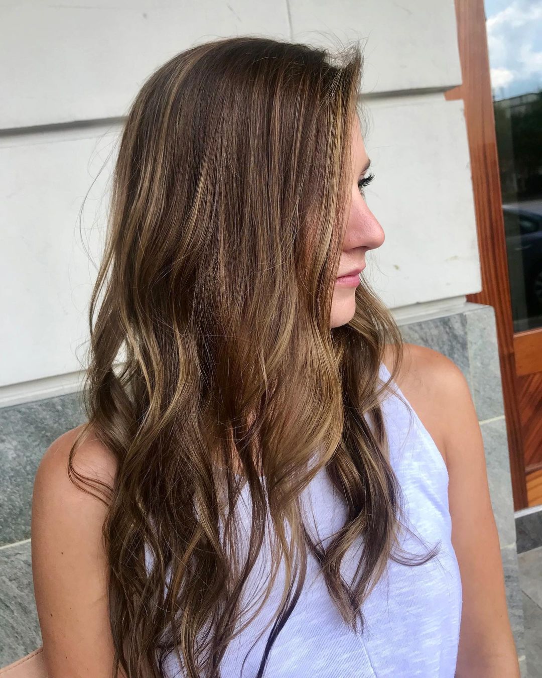 Dark Brown Hair with Subtle Blonde Highlights