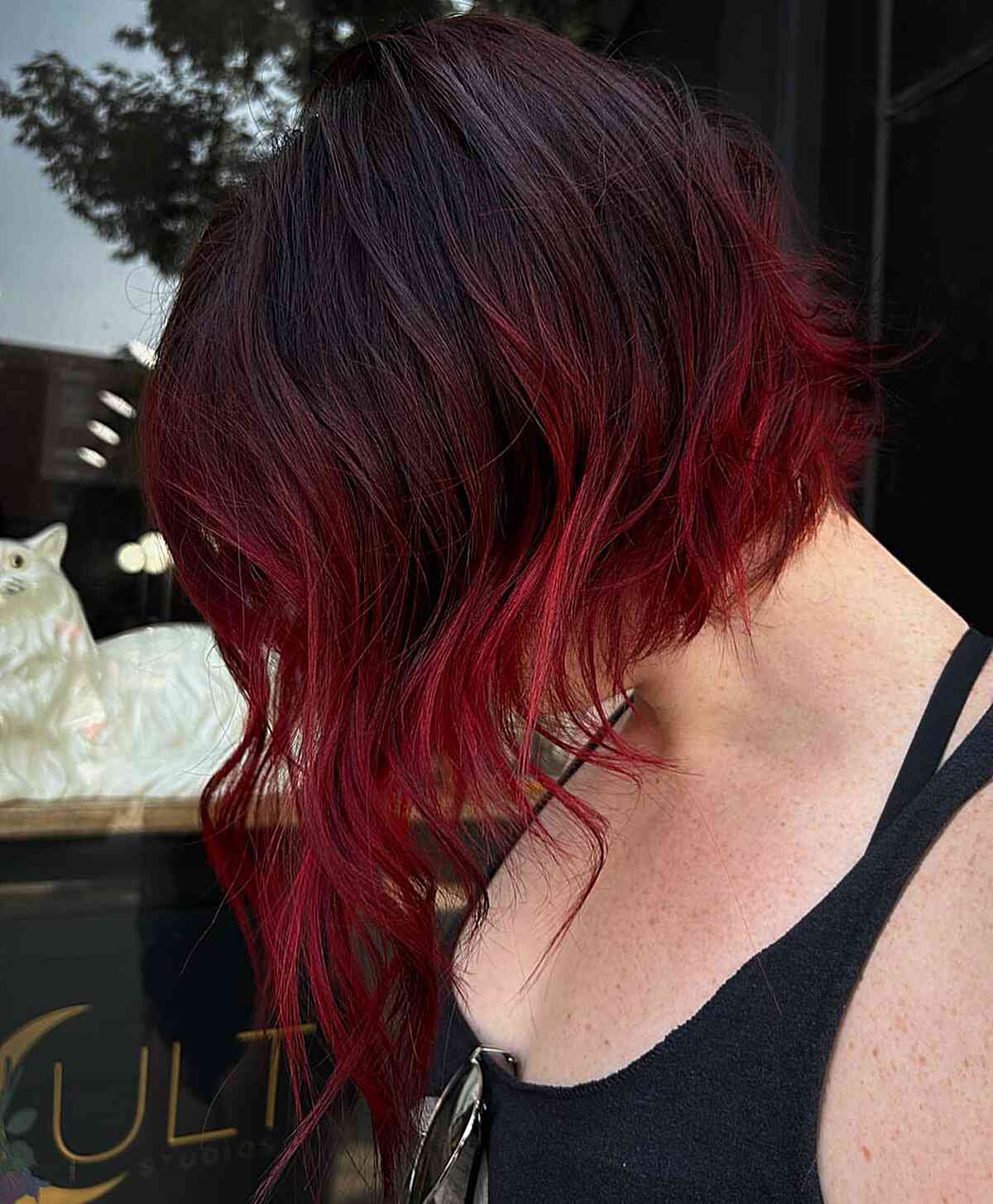 Dark Brown to Red Ombre on Short Hair