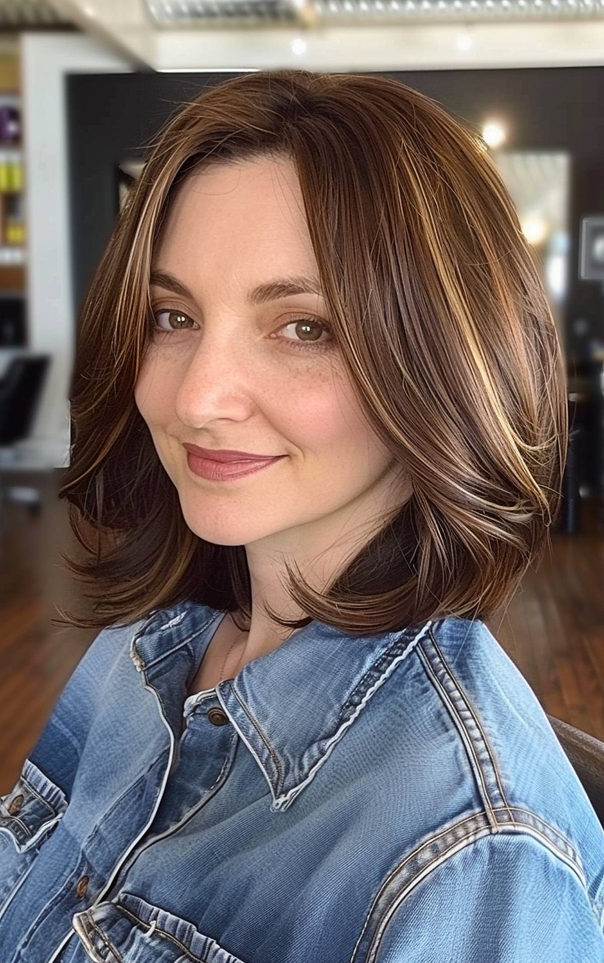 Dark brown with light brown highlights for short hair