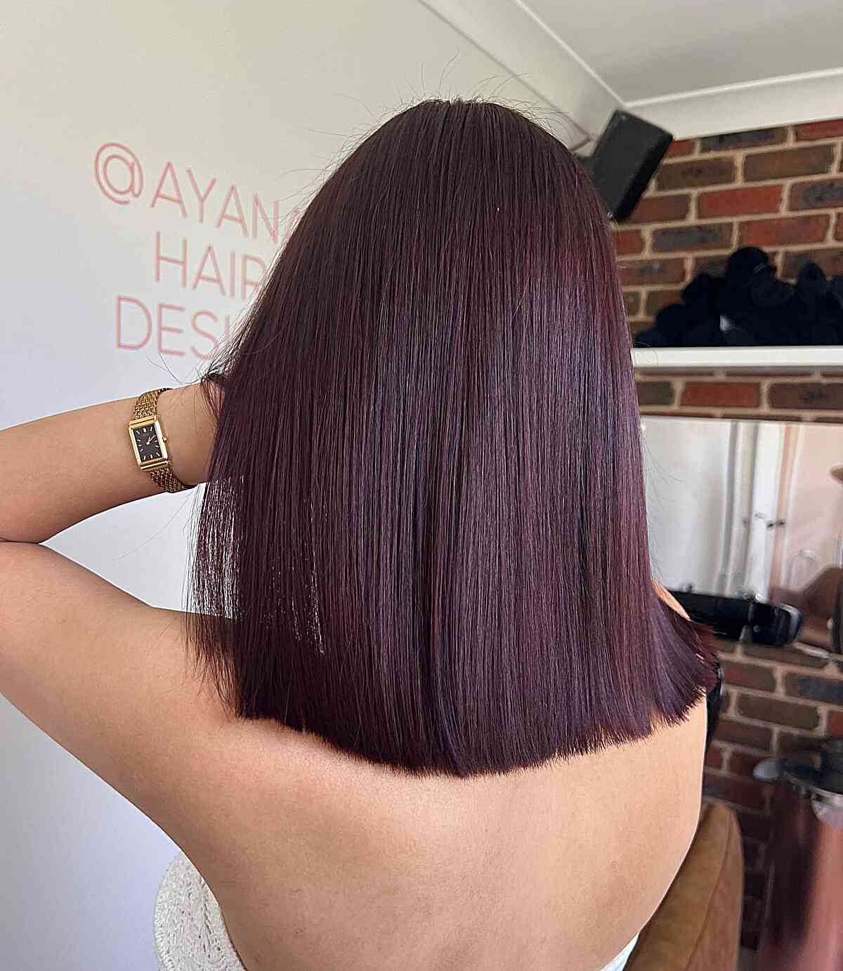 Dark Cherry Cola Plum Color for Mid-Length Hair