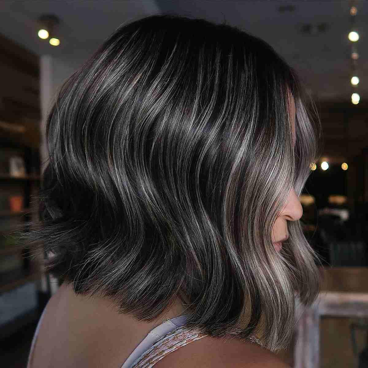 Dark Short Hair with Subtle Blonde Highlights