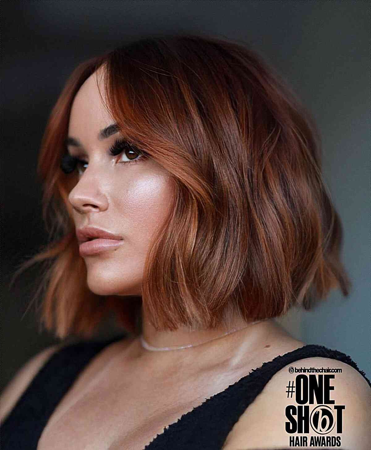 Deep Auburn Short Bob with Subtle Pumpkin Spice Tones