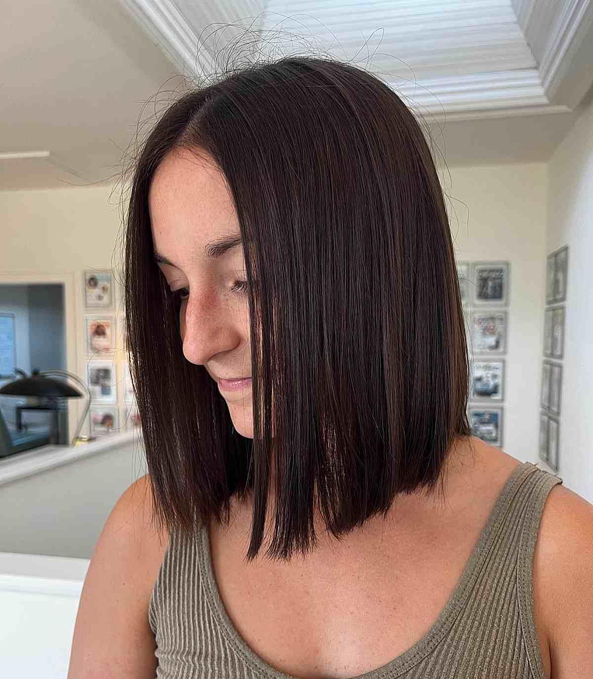 Deep Brown Blunt Bob