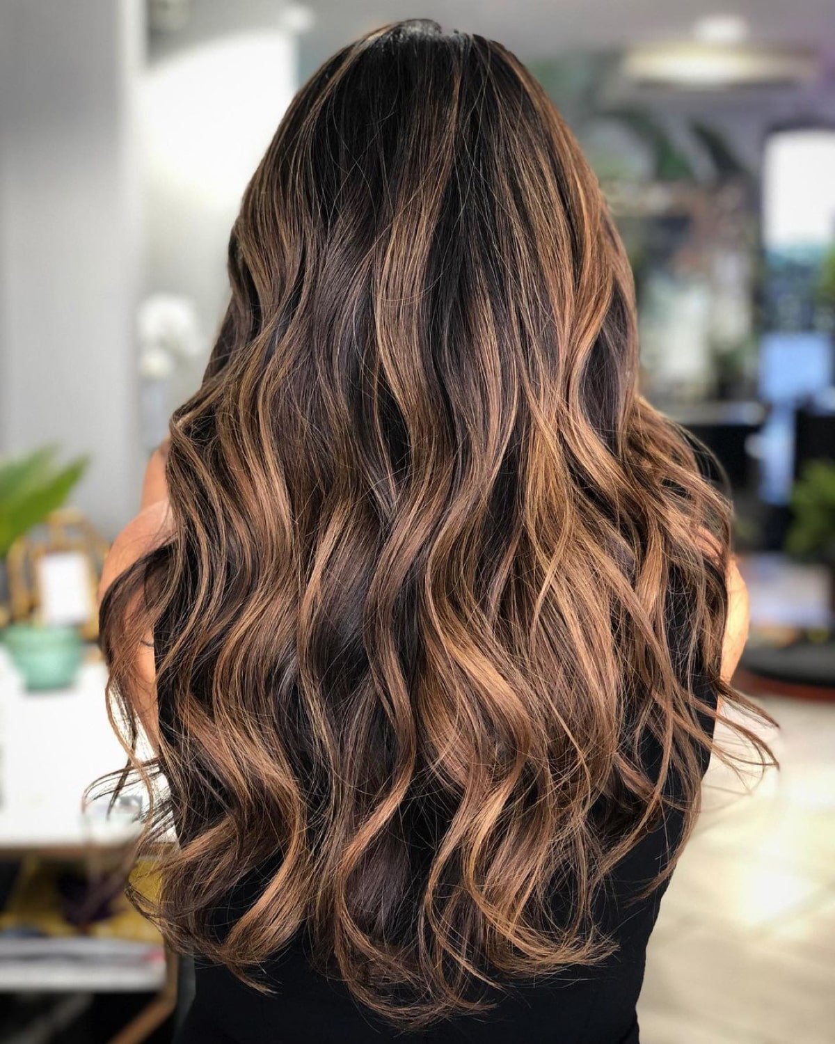 Defined Caramel Balayage on Brown Hair