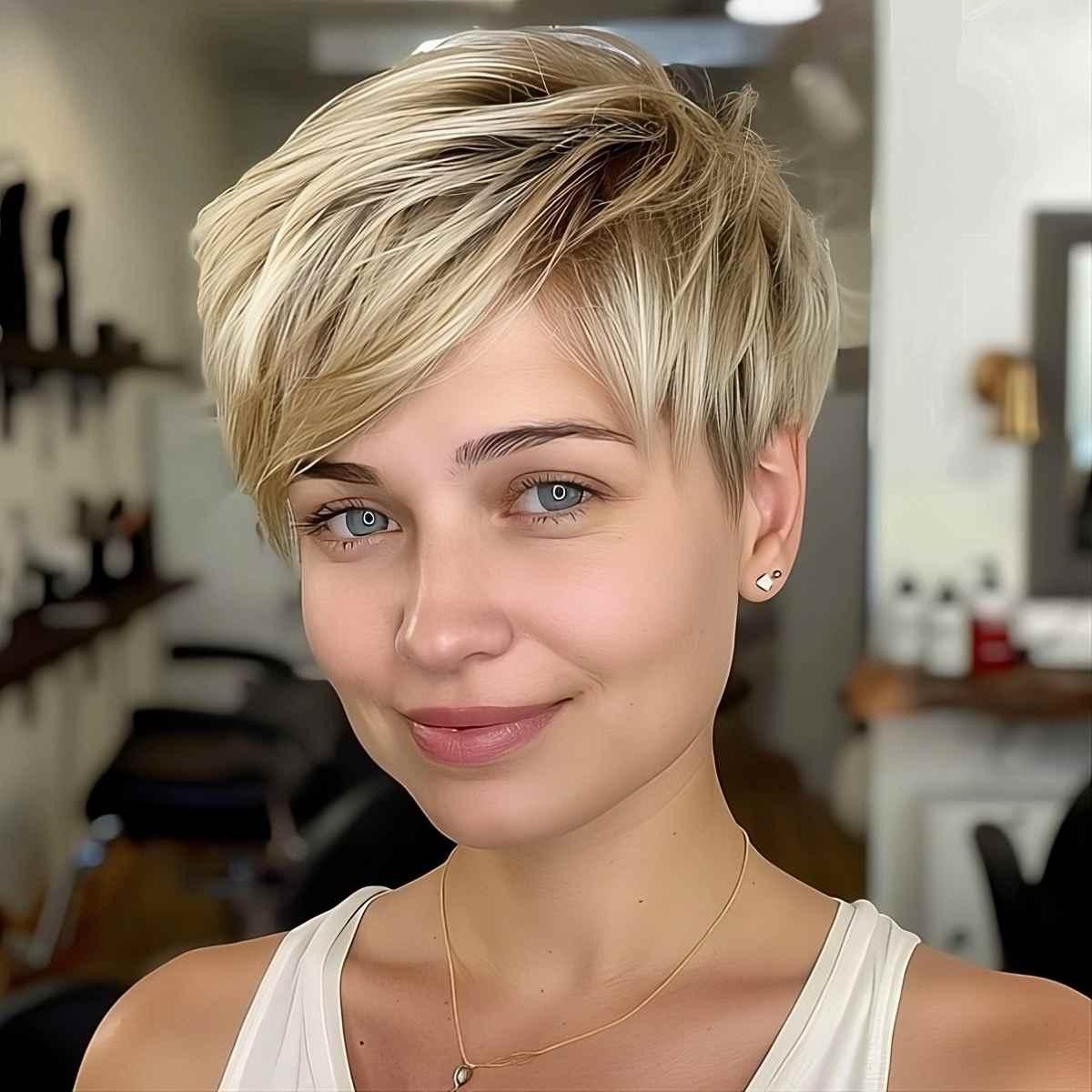 Dirty Blonde Pixie Cut