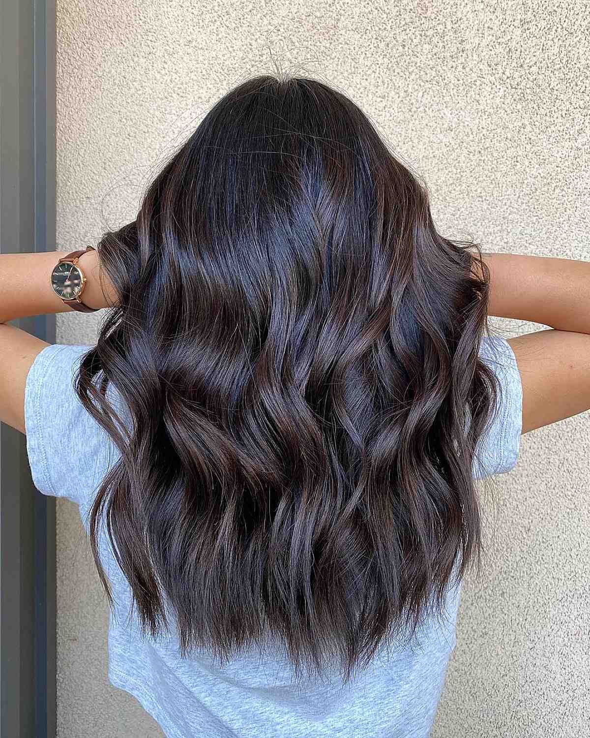 Effortless ash chocolate brown hair color